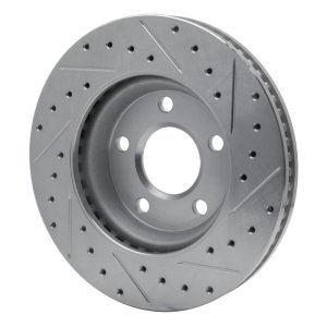 Buick Allure Brake Rotor (1) - Front Left - R1 Concepts - Drilled & Slotted - Silver - `04-`09